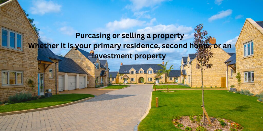 A picture of a house with the words " purchasing or selling a property is your primary residence, second home investment property ".